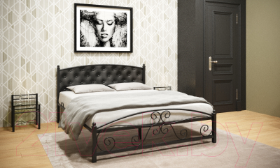 Двуспальная кровать Князев Мебель Бали БИ.160.190.Ч (черный муар)