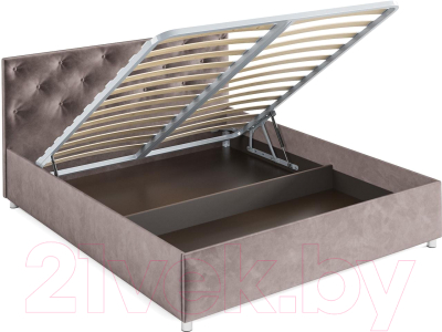 Полуторная кровать Mebel-Ars Классик 140 (бархат серо-шоколадный/Star Velvet 60 Coffee)