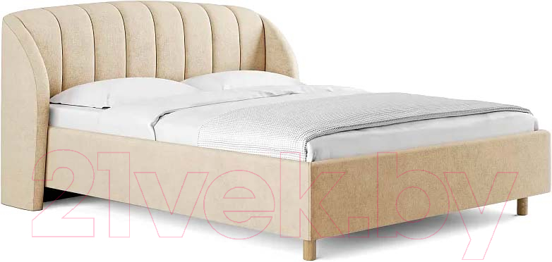 Каркас кровати Сонум Valencia 200x200 (микровелюр кремовый) - фото