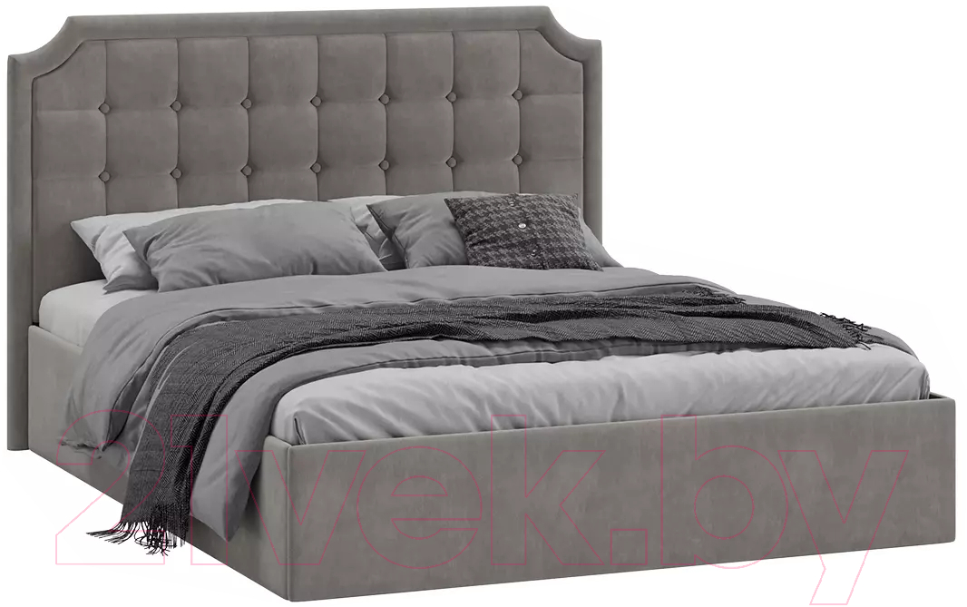 Двуспальная кровать ТриЯ Анабель универсальная тип 1 с ПМ и заглушиной 160x200 (велюр мокко темный) - фото