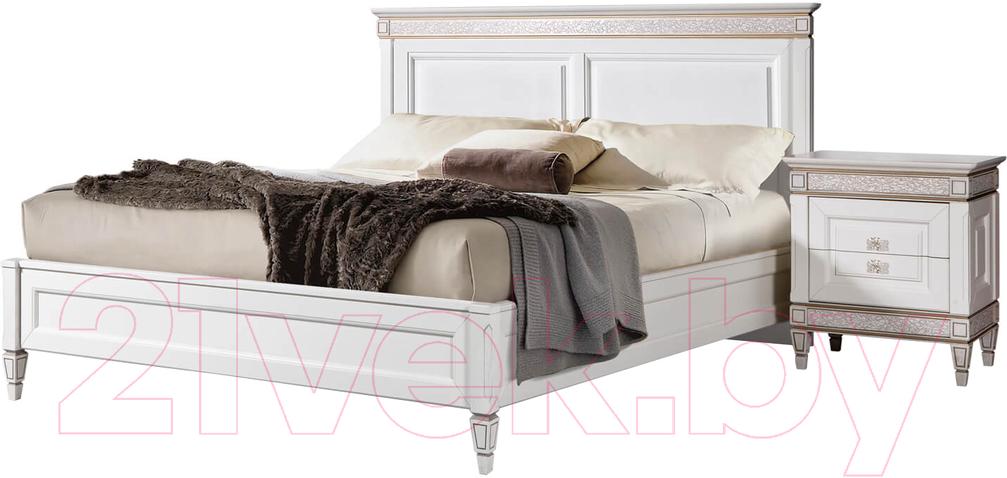 Полуторная кровать Гомельдрев Бристоль ГМ 6481-01 140x200 (дуб/Italia-02/белый дуб/патина) - фото