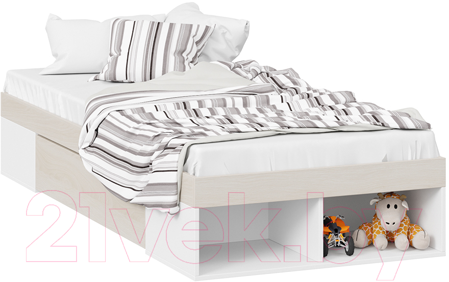 Односпальная кровать ТриЯ Сканди ТД-386.12.001 с ящиком (дуб гарден/белый) - фото