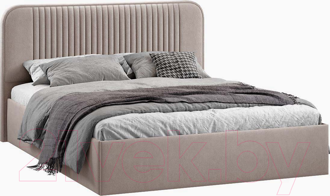 Двуспальная кровать ТриЯ Тиффани Тип 1 c ПМ 160x200 (велюр мокко темный) - фото