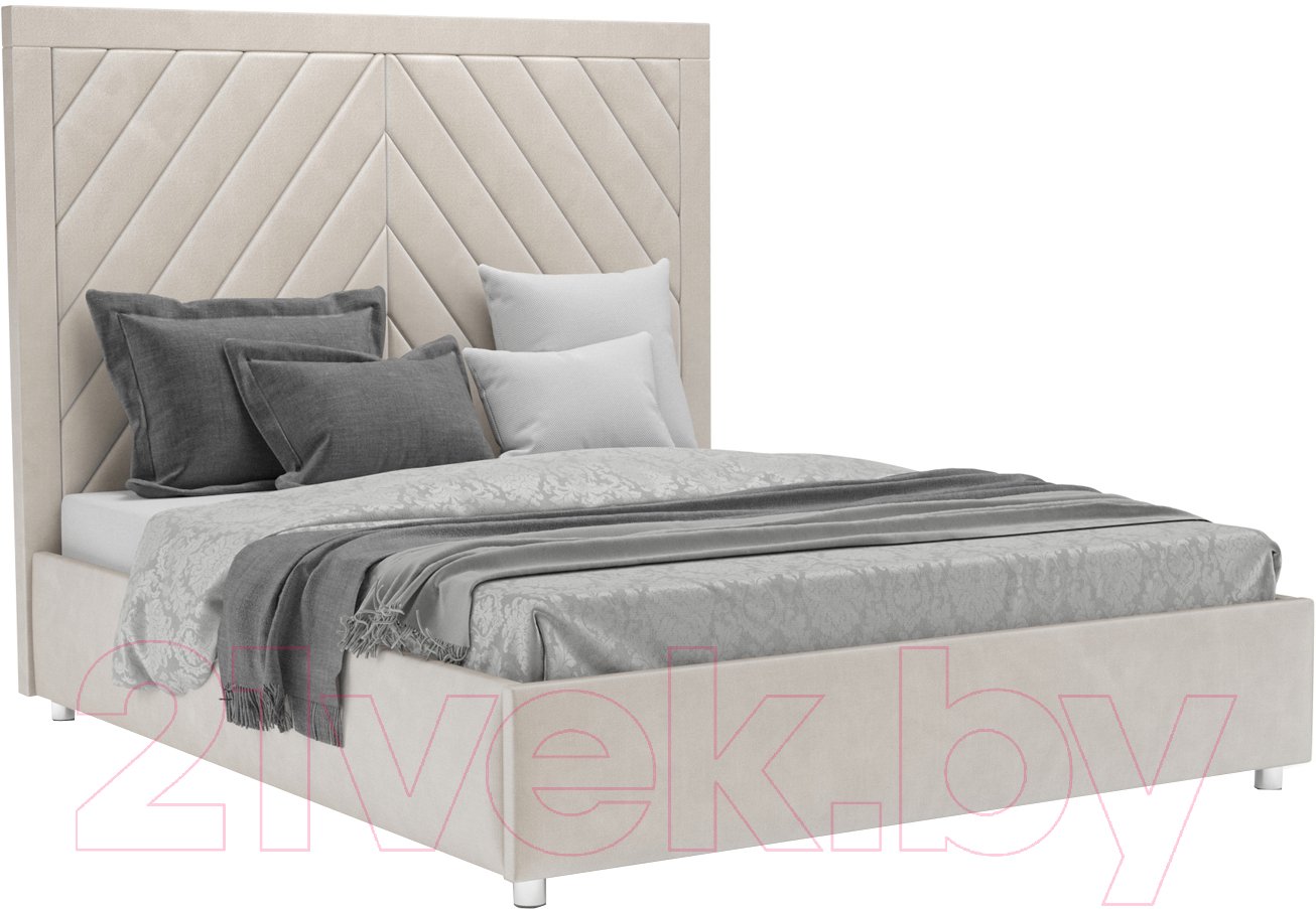 Полуторная кровать Mebel-Ars Мишель 140 (бархат бежевый Star Velvet 6 Light Beige) - фото
