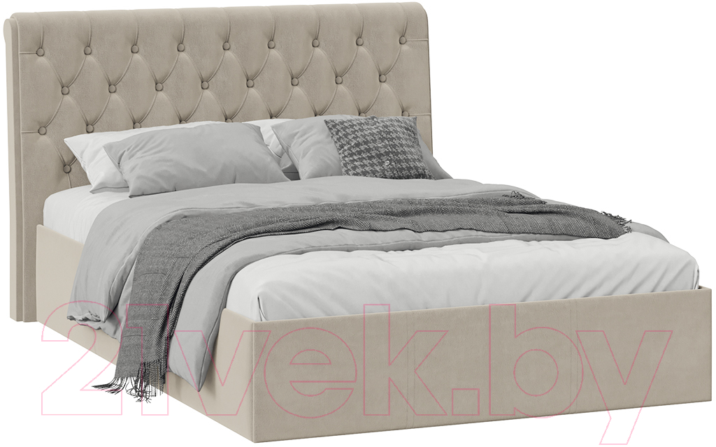 Полуторная кровать ТриЯ Скарлет универсальная тип 1 с ПМ 140x200 (велюр мокко светлый) - фото