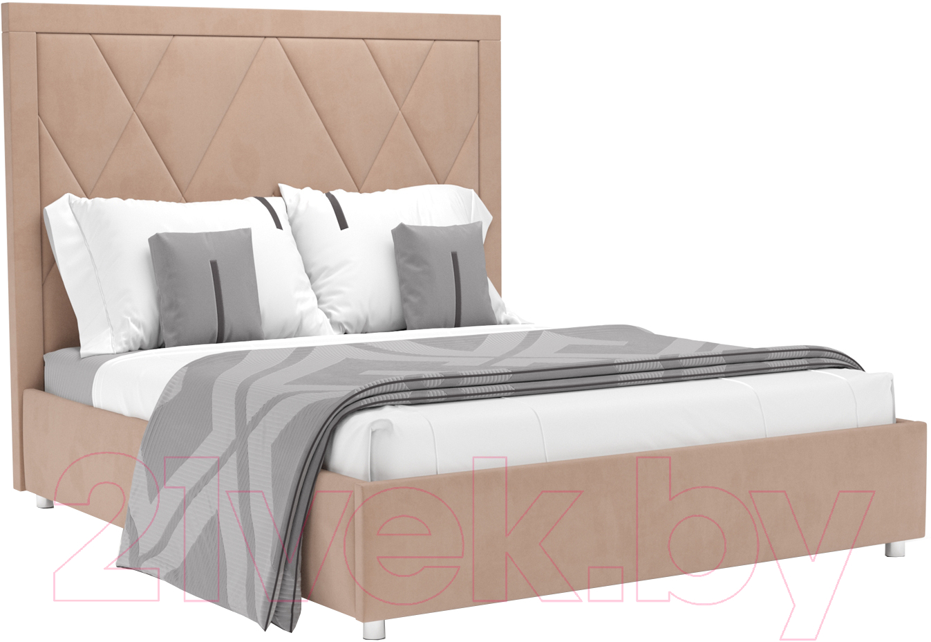 Двуспальная кровать Mebel-Ars Треви 160 (бежевый/Luna 061) - фото