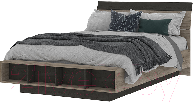 Каркас кровати Стендмебель Эдинбург КР 03 140x200 (дуб крафт серый/железный камень) - фото