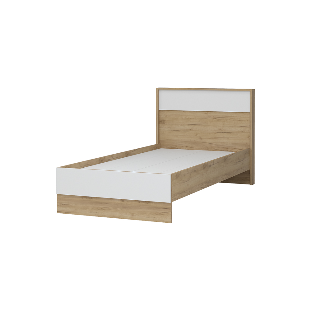 Односпальная кровать Стендмебель Ирис КР-01 90x200 (белый/дуб крафт золото) - фото