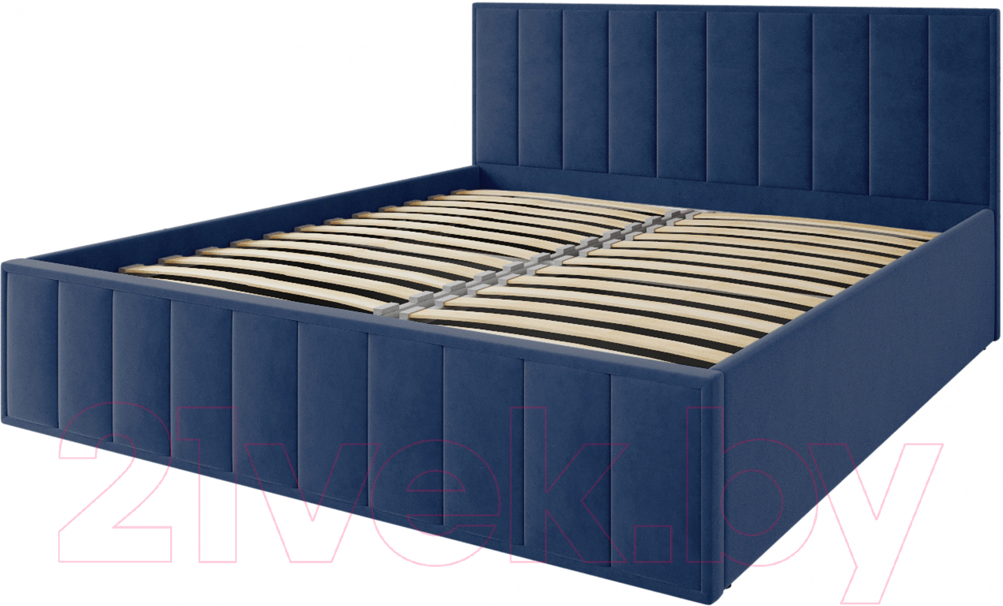 Двуспальная кровать ДСВ Лана 1.8 с подъемным механизмом (синий софт) - фото