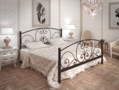 Двуспальная кровать Князев Мебель Нимфея НЯ.180.200.К (коричневый муар)