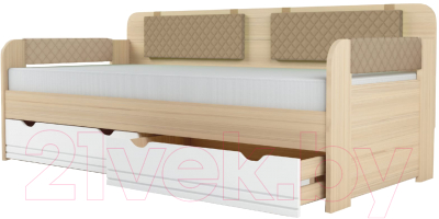 Кровать-тахта Аквилон Стиль №900.4 (туя светлая/кофе с молоком) - фото