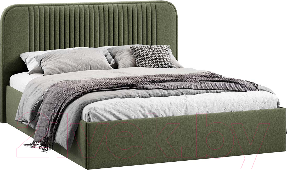 Двуспальная кровать ТриЯ Тиффани Тип 1 c ПМ 160x200 (микровелюр Jercy Deep Green) - фото