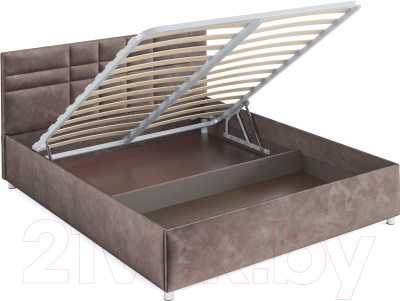Двуспальная кровать Mebel-Ars Нью-Йорк 160 (бархат серо-шоколадный Star Velvet 60 Coffee)