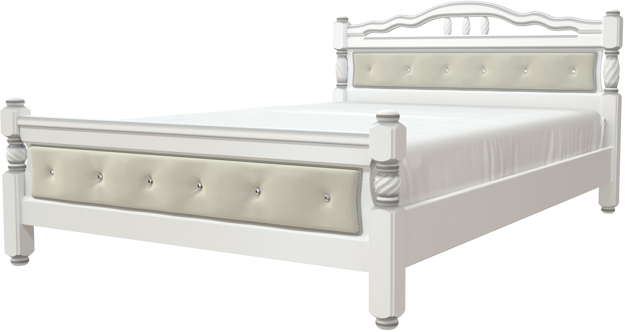 Каркас кровати Bravo Мебель Карина 11 160x200 (белый жемчуг/экокожа светлая) - фото