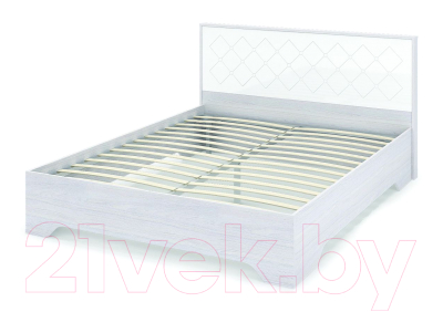 Полуторная кровать Стендмебель Сальма КР-023 (белый глянец/ясень анкор)