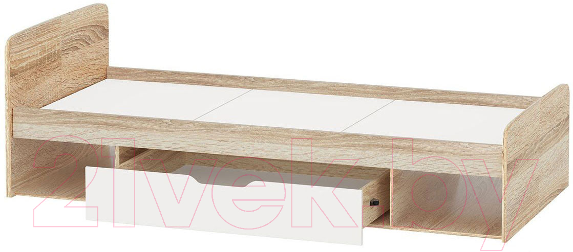 Односпальная кровать Империал Стелс 90 (дуб сонома/белый) - фото