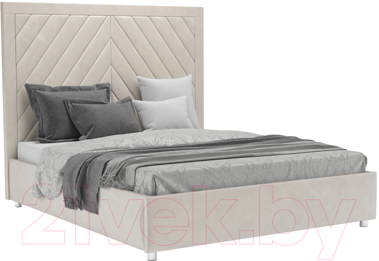 Двуспальная кровать Mebel-Ars Мишель 160 (бархат бежевый Star Velvet 6 Light Beige) - фото
