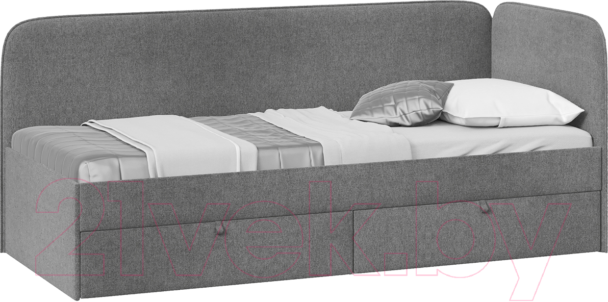 Кровать-тахта ТриЯ Молли 800 тип 1 (микровелюр Scandi Graphite 22) - фото