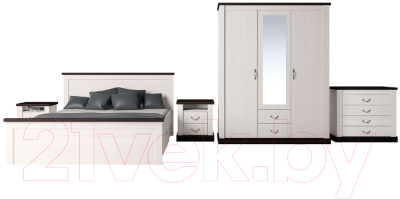 Двуспальная кровать Интерлиния Тауэр ТР-К160 (вудлайн кремовый/дуб венге)