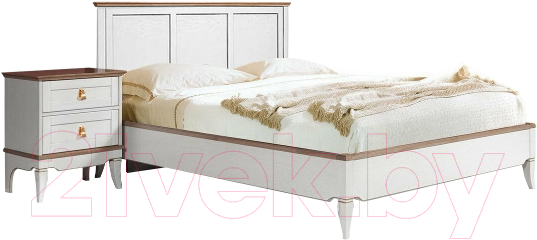 Двуспальная кровать Гомельдрев Тельма ГМ 6581 160x200 Дуб (белый/натуральный дуб) - фото