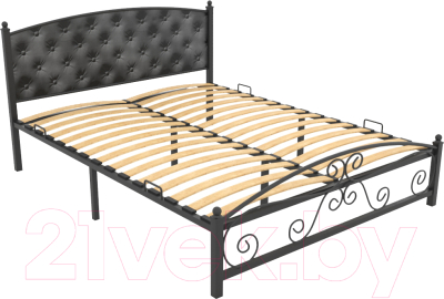 Полуторная кровать Князев Мебель Бали БИ.140.200.Ч (черный муар) - фото