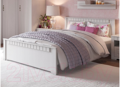 Каркас кровати Мебельград Прованс 160x200 (бодега белая/платина премиум)