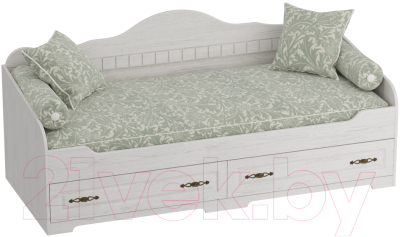 Кровать-тахта Мебельград Прованс с ящиками (бодега белая/патина премиум) - фото