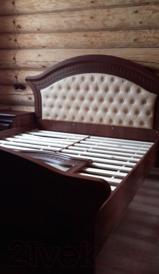 Двуспальная кровать ФорестДекоГрупп Любава 160 / СП 007-05 (темный)