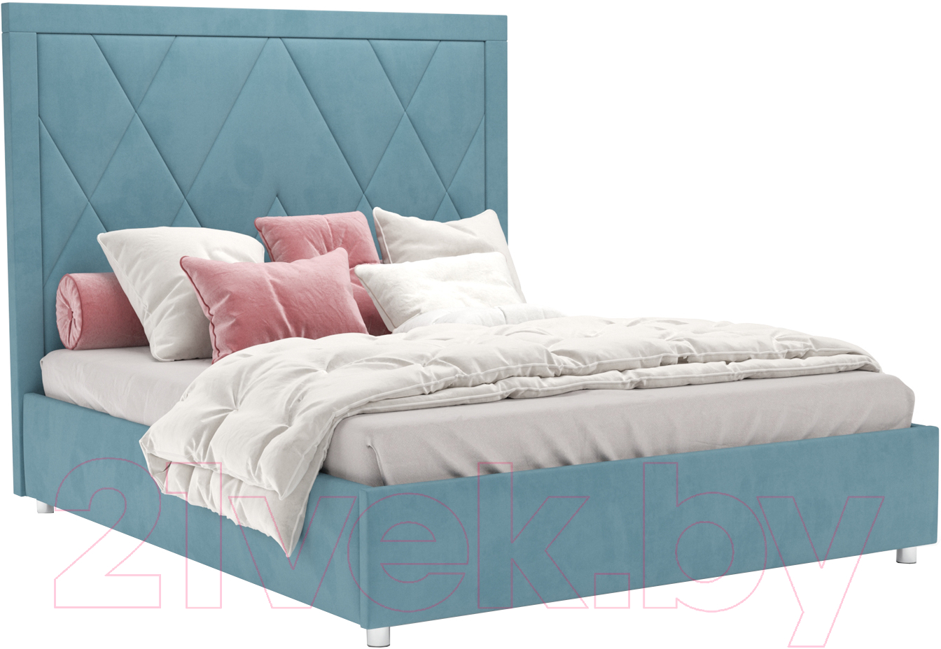 Двуспальная кровать Mebel-Ars Треви 160 (голубой/Luna 089) - фото