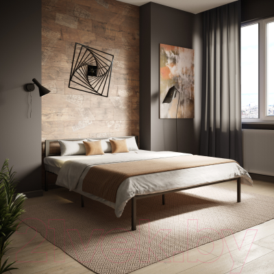 Полуторная кровать Князев Мебель Берта БА.140.190.Ч (черный муар)