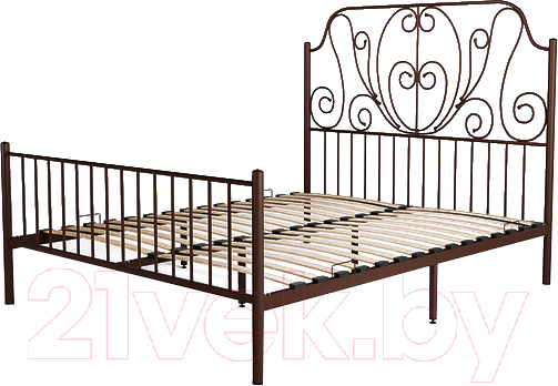 Полуторная кровать Князев Мебель Венера ВН.140.190.К (коричневый муар) - фото
