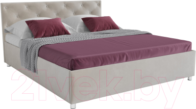 Двуспальная кровать Mebel-Ars Классик 160 (бархат бежевый/Star Velvet 6 Beige) - фото
