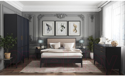 Полуторная кровать Молодечномебель Charlie 1400 ВМФ-1518 (шафран/Leroy 304)