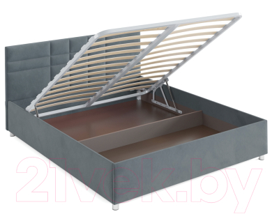 Двуспальная кровать Mebel-Ars Нью-Йорк 160 (велюр серо-синий/НВ-178/26)
