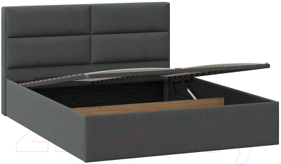 Двуспальная кровать ТриЯ Глосс универсальный тип 1 с ПМ 160x200 (велюр графит)