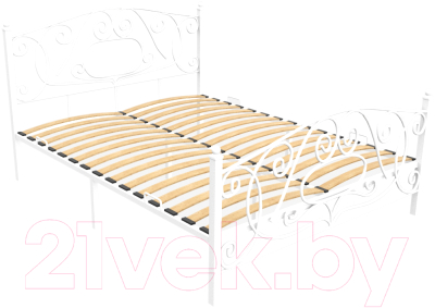 Односпальная кровать Князев Мебель Виктория ВЯ.90.200.Б (белый муар) - фото