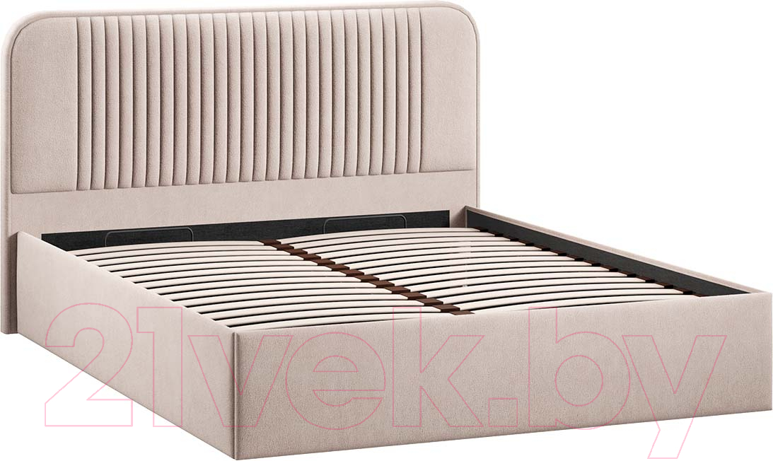 Двуспальная кровать ТриЯ Тиффани Тип 1 c ПМ 160x200 (велюр мокко светлый) - фото